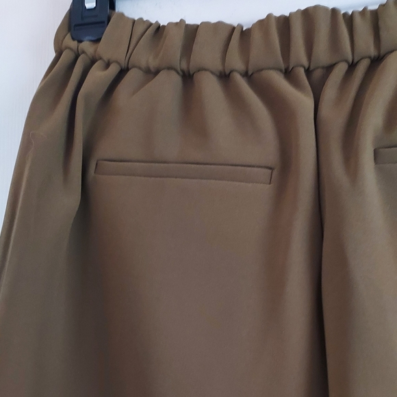 J. Crew Pants Dress Womens Size 4 Green Brown Polyester Elastic Back Pullon READ - Picture 6 of 11